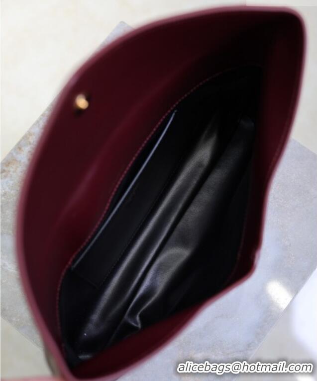 Low Price Saint Laurent Cassandre Large Envelope Pouch in Shiny Leather 769307 Dark Burgundy 2025
