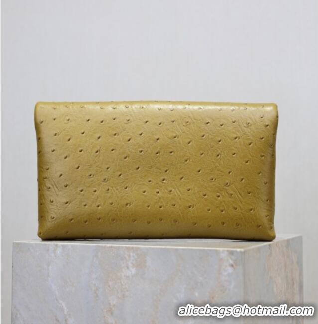 Best Price Saint Laurent Cassandre Large Envelope Pouch in Embossed Leather 769307 Yellow 2025