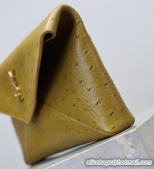 Best Price Saint Laurent Cassandre Large Envelope Pouch in Embossed Leather 769307 Yellow 2025