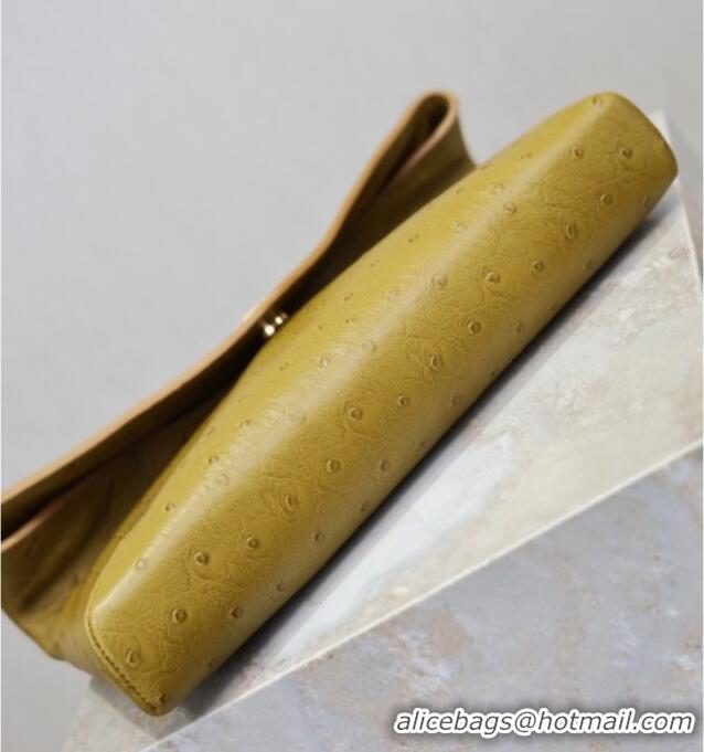 Best Price Saint Laurent Cassandre Large Envelope Pouch in Embossed Leather 769307 Yellow 2025