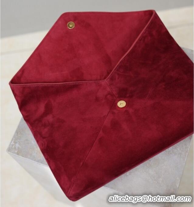 Promotional Saint Laurent Cassandre Large Envelope Pouch in Suede 769307 Red 2025