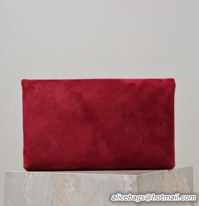 Promotional Saint Laurent Cassandre Large Envelope Pouch in Suede 769307 Red 2025