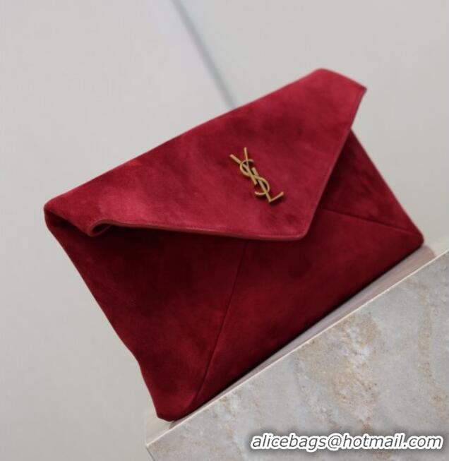 Promotional Saint Laurent Cassandre Large Envelope Pouch in Suede 769307 Red 2025
