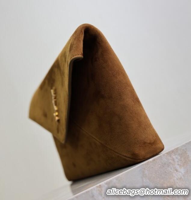 Top Grade Saint Laurent Cassandre Large Envelope Pouch in Suede 769307 Brown 2025