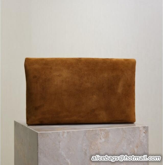 Top Grade Saint Laurent Cassandre Large Envelope Pouch in Suede 769307 Brown 2025