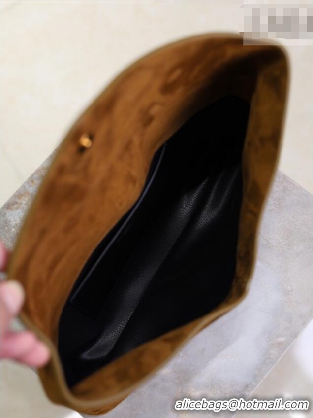 Top Grade Saint Laurent Cassandre Large Envelope Pouch in Suede 769307 Brown 2025