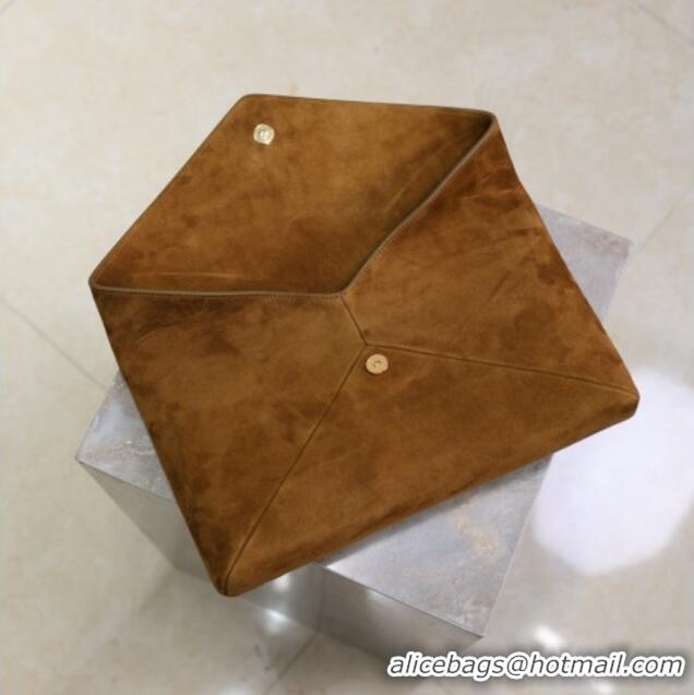 Top Grade Saint Laurent Cassandre Large Envelope Pouch in Suede 769307 Brown 2025