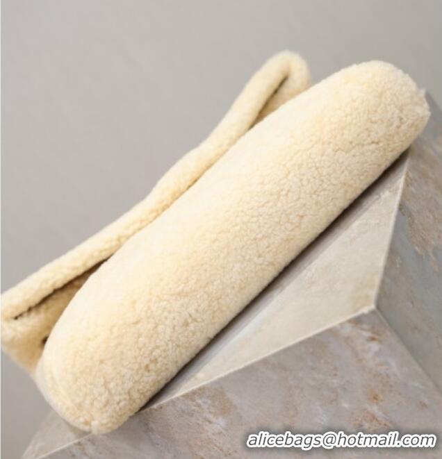 Top Grade Saint Laurent Cassandre Large Envelope Pouch in Shearling with Chain 769307 White 2025