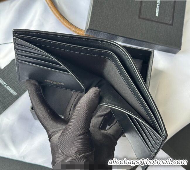 Super Quality Saint Laurent Men's Tiny Cassandre Eastwest Wallet in Crocodile Embossed Leather 607727 Black/Gold 2026