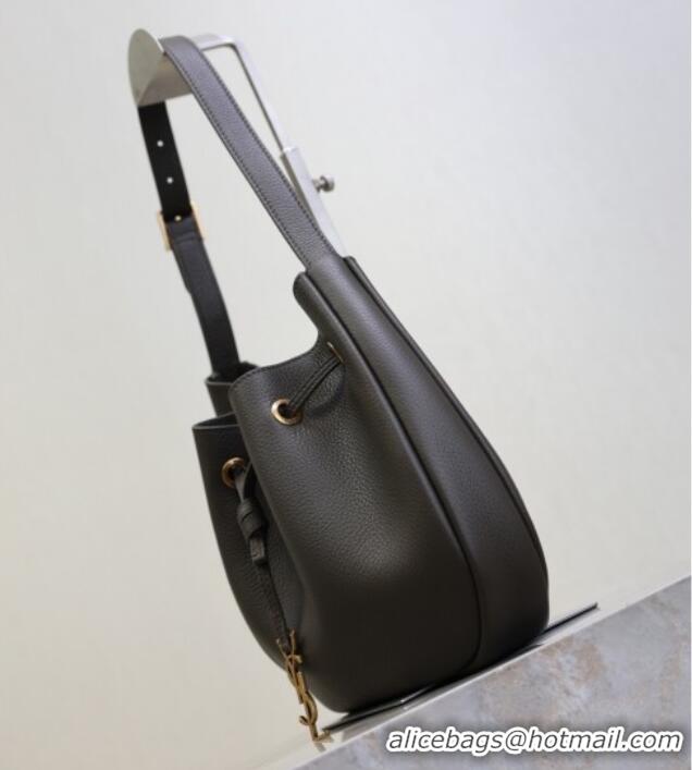 Luxury Cheap Saint Laurent Paris Vii Small Hobo Bag in Grained Leather 796626 Green 2025