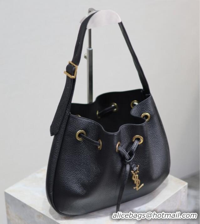 Top Grade Saint Laurent Paris Vii Small Hobo Bag in Grained Leather 796626 Black 2025