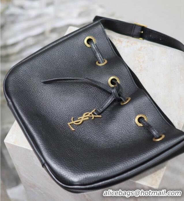 Top Grade Saint Laurent Paris Vii Small Hobo Bag in Grained Leather 796626 Black 2025