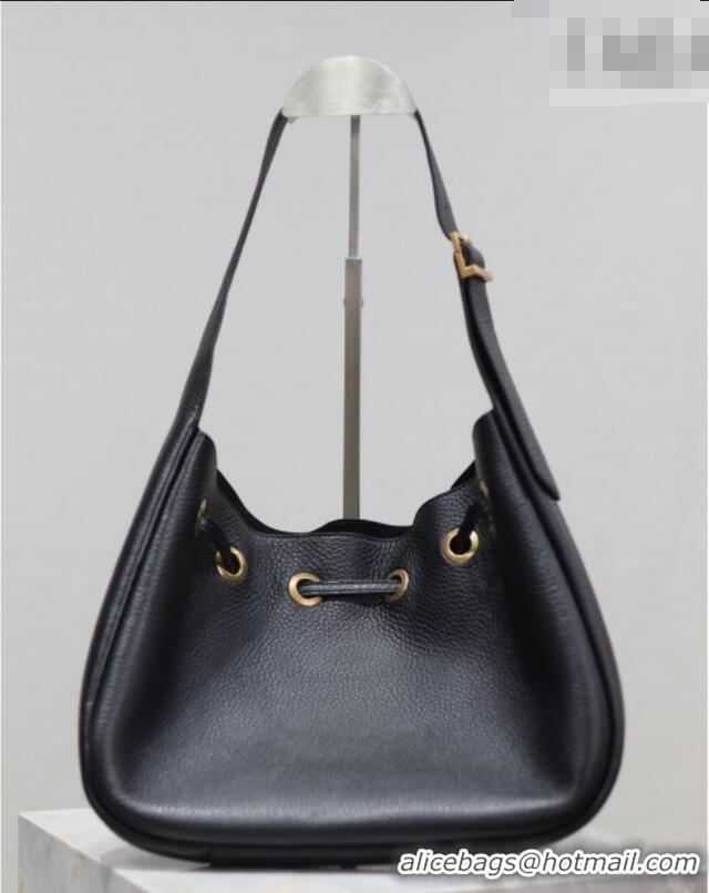 Top Grade Saint Laurent Paris Vii Small Hobo Bag in Grained Leather 796626 Black 2025