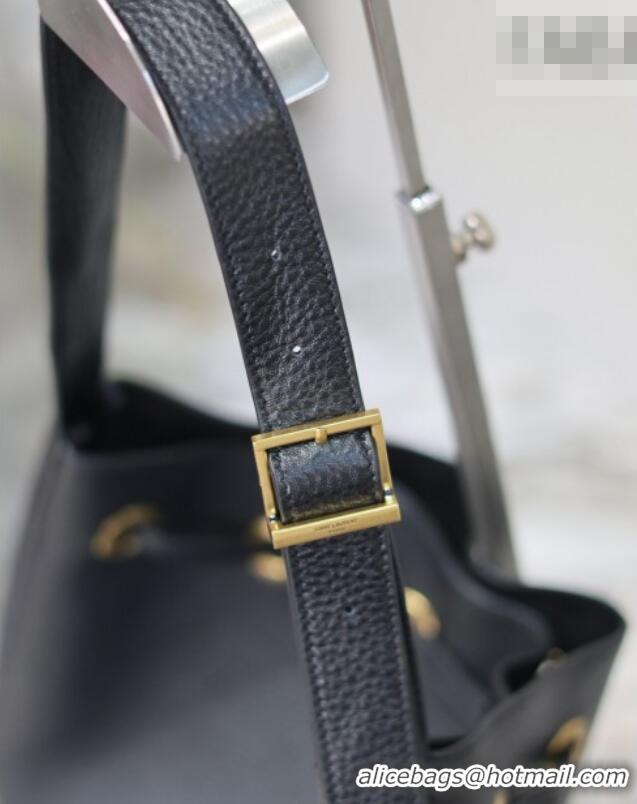 Top Grade Saint Laurent Paris Vii Small Hobo Bag in Grained Leather 796626 Black 2025