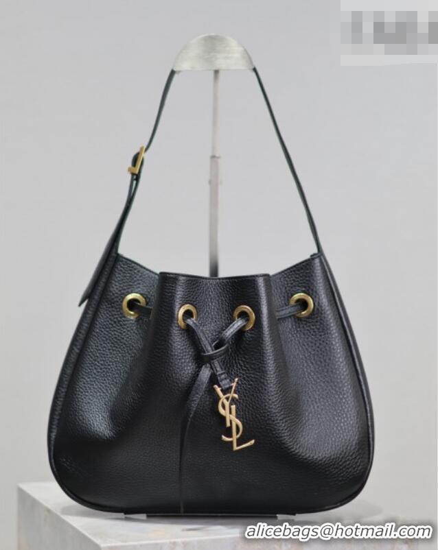 Top Grade Saint Laurent Paris Vii Small Hobo Bag in Grained Leather 796626 Black 2025