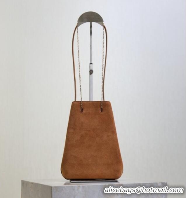 Best Quality Saint Laurent Pochon Bucket Bag in Suede 801070 Caramel 2025