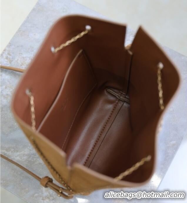Best Quality Saint Laurent Pochon Bucket Bag in Suede 801070 Caramel 2025