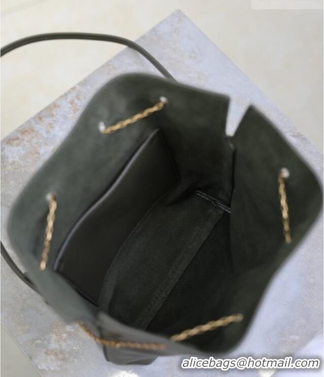 Top Grade Saint Laurent Pochon Bucket Bag in Lambskin Leather 801070 Green 2025