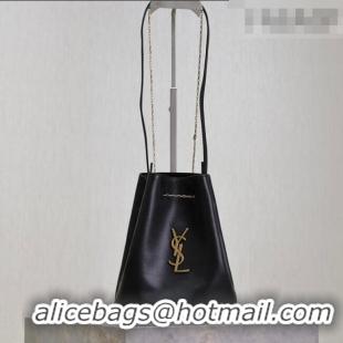 Best Price Saint Laurent Pochon Bucket Bag in Lambskin Leather 801070 Black 2025