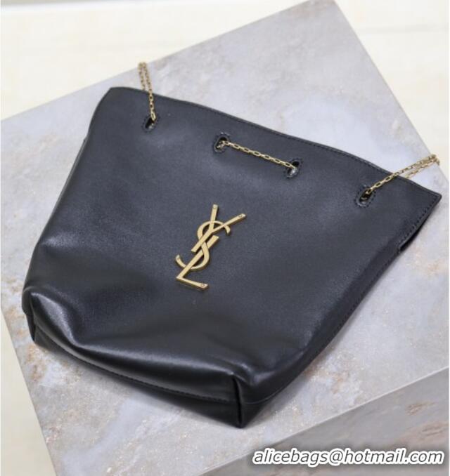 Best Price Saint Laurent Pochon Bucket Bag in Lambskin Leather 801070 Black 2025