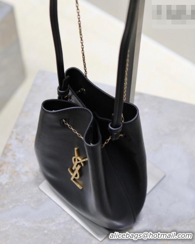 Best Price Saint Laurent Pochon Bucket Bag in Lambskin Leather 801070 Black 2025