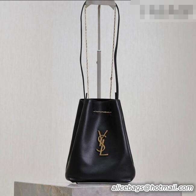 Best Price Saint Laurent Pochon Bucket Bag in Lambskin Leather 801070 Black 2025