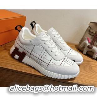Sophisticated Hermes Bouncing Sneakers in Embroidered Leather and Suede White 1222041 2026