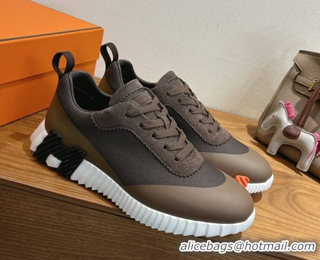 Grade Quality Hermes Bouncing Sneakers in Knit and Suede Brown 1222047 2026
