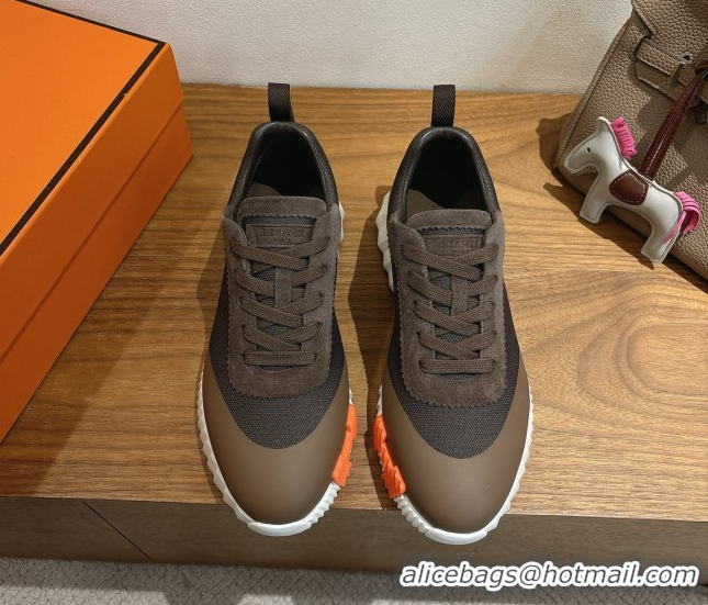 Grade Quality Hermes Bouncing Sneakers in Knit and Suede Brown 1222047 2026