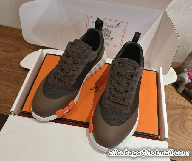 Grade Quality Hermes Bouncing Sneakers in Knit and Suede Brown 1222047 2026