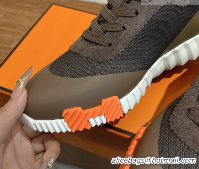 Grade Quality Hermes Bouncing Sneakers in Knit and Suede Brown 1222047 2026