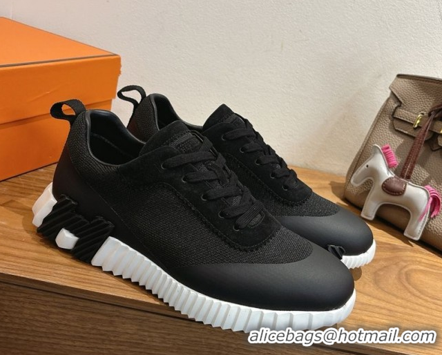 Buy Luxury Hermes Bouncing Sneakers in Knit and Suede Black 1222048 2026