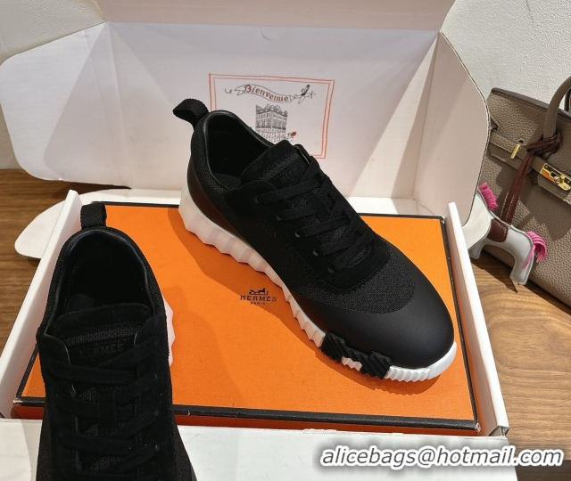 Buy Luxury Hermes Bouncing Sneakers in Knit and Suede Black 1222048 2026
