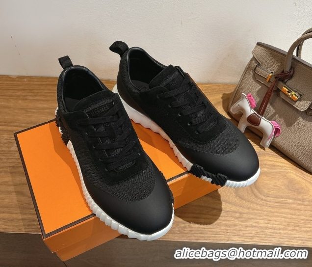 Buy Luxury Hermes Bouncing Sneakers in Knit and Suede Black 1222048 2026
