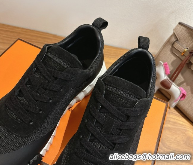 Buy Luxury Hermes Bouncing Sneakers in Knit and Suede Black 1222048 2026