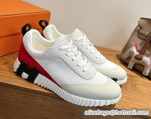 Luxurious Hermes Bouncing Sneakers in Knit and Suede White 1222049 2026