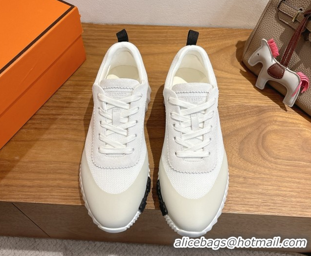 Luxurious Hermes Bouncing Sneakers in Knit and Suede White 1222049 2026
