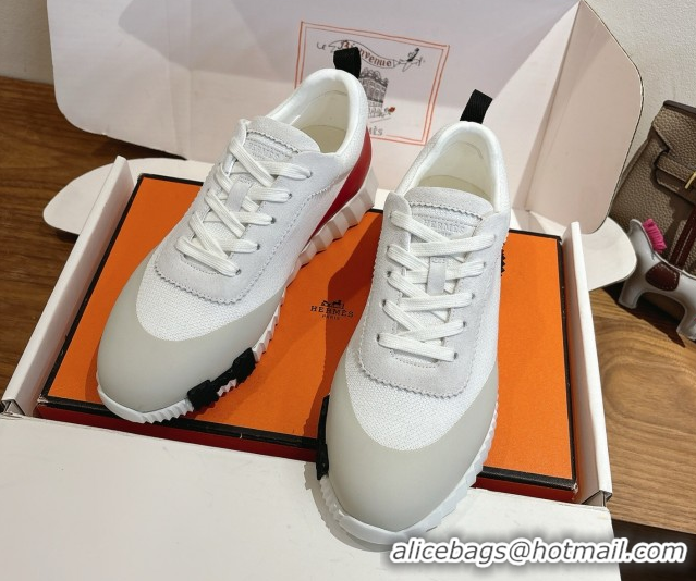 Luxurious Hermes Bouncing Sneakers in Knit and Suede White 1222049 2026