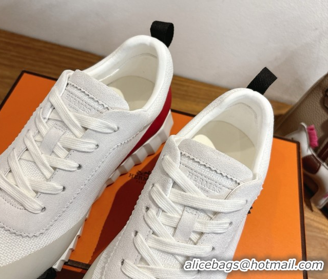 Luxurious Hermes Bouncing Sneakers in Knit and Suede White 1222049 2026