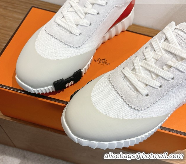 Luxurious Hermes Bouncing Sneakers in Knit and Suede White 1222049 2026