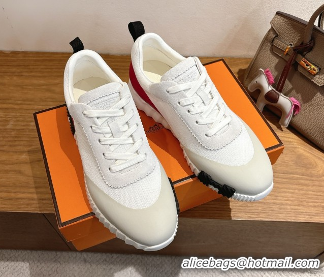 Luxurious Hermes Bouncing Sneakers in Knit and Suede White 1222049 2026