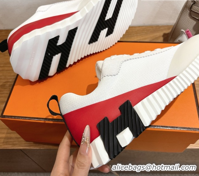 Luxurious Hermes Bouncing Sneakers in Knit and Suede White 1222049 2026