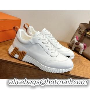 Luxury Hermes Bouncing Sneakers in Calfskin Leather White 1222050 2026