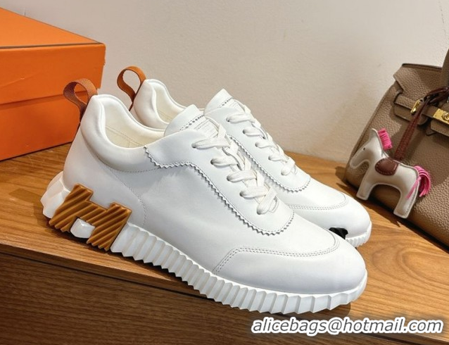 Luxury Hermes Bouncing Sneakers in Calfskin Leather White 1222050 2026