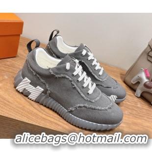 Top Grade Hermes Bouncing Sneakers in Fringed H Canvas Dark Grey/White 1222052 2026