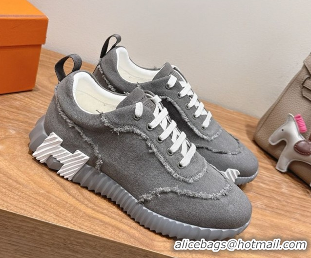 Top Grade Hermes Bouncing Sneakers in Fringed H Canvas Dark Grey/White 1222052 2026