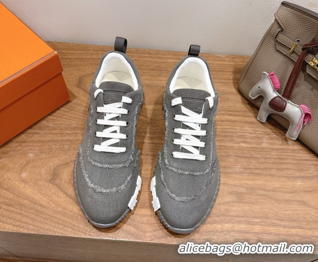Top Grade Hermes Bouncing Sneakers in Fringed H Canvas Dark Grey/White 1222052 2026