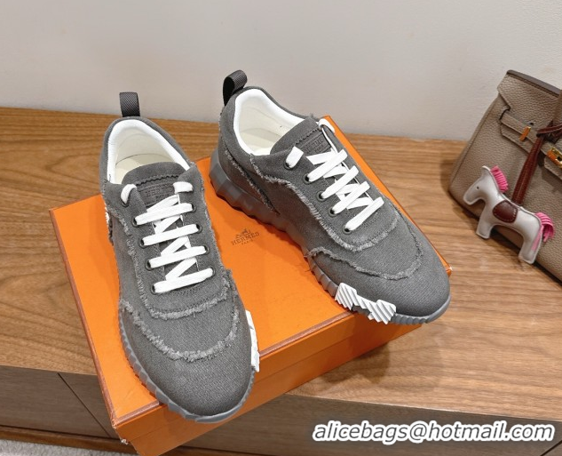 Top Grade Hermes Bouncing Sneakers in Fringed H Canvas Dark Grey/White 1222052 2026