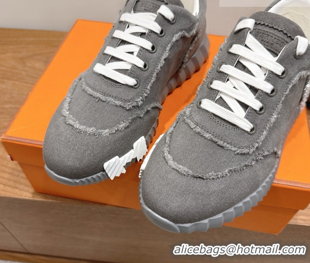 Top Grade Hermes Bouncing Sneakers in Fringed H Canvas Dark Grey/White 1222052 2026
