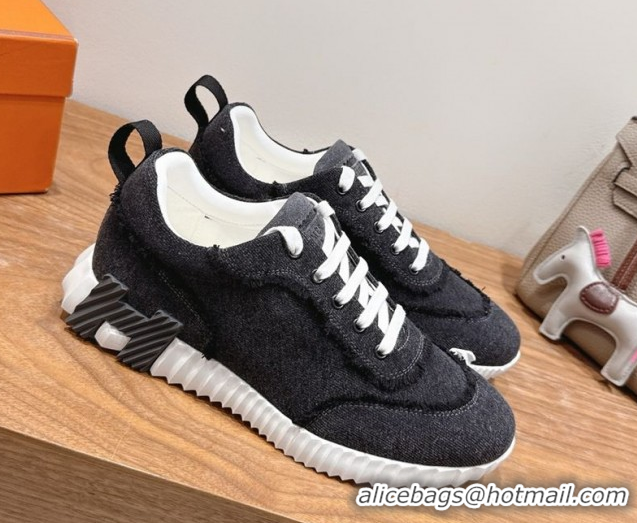 Best Price Hermes Bouncing Sneakers in Fringed H Canvas Grey Black 1222054 2026